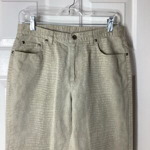 Liz Claiborne Women's Tan reptile embossed Straight Leg Jeans Sz 10